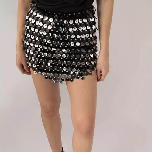 women glitter sequin mini skirt aesthetic gothic party club