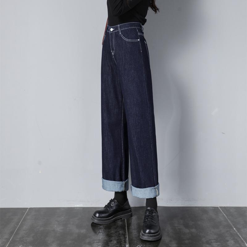 and high women blue wide straight for size fleece-lined