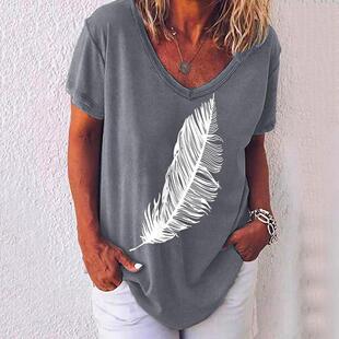 neck shirt sleeved Short leaves women