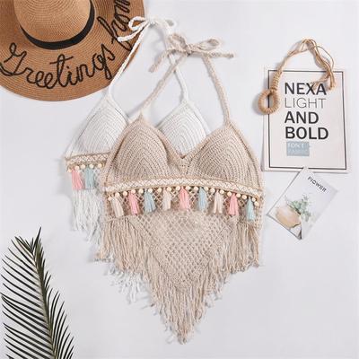 vest embroidered top tube hollow backless with top padded