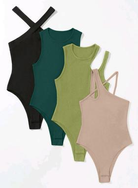 womens sloping one-shoulder bodysuit tummy control shaper