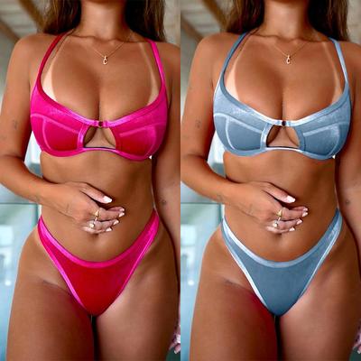 Swimwear Womens Hottie Tight Sexy Bikini Fabric Velvet Gold