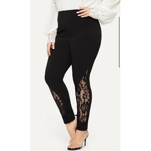 womens casual pants contrast solid size plus black