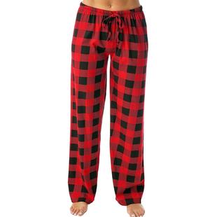 black winter red pants sleepwear autumn plaid bottoms women