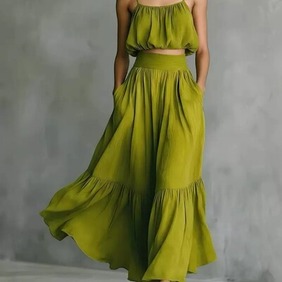 吊带上衣半身长裙套装Strap top half body long skirt set
