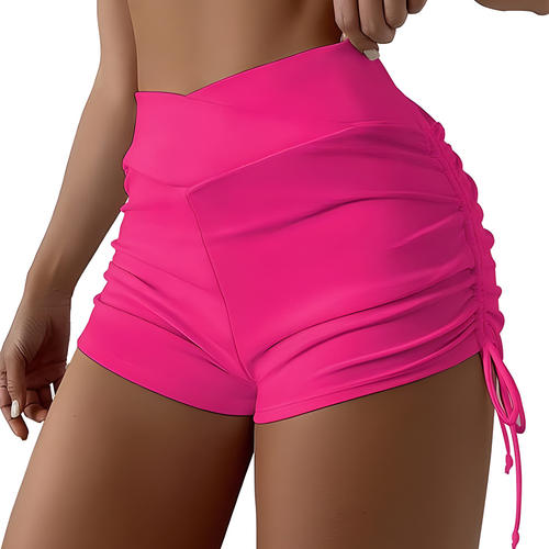 欧美性感比基尼抽绳翘臀平角泳裤女大码Women's swimming trunks