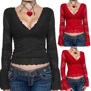 tops crop women going tee mesh fit neck fitted see out long