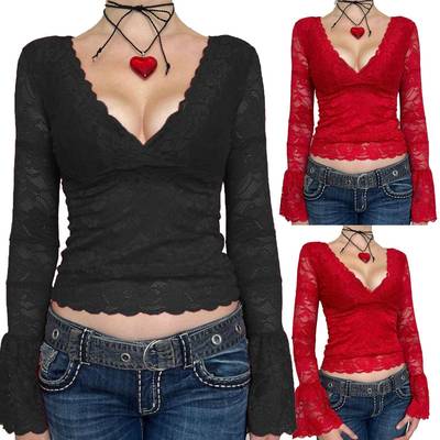 tops crop women going tee mesh fit neck fitted see out long