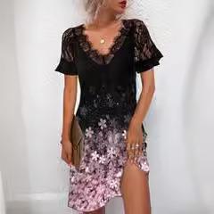 dress fashion elegant V-neck slim personality Womens lace