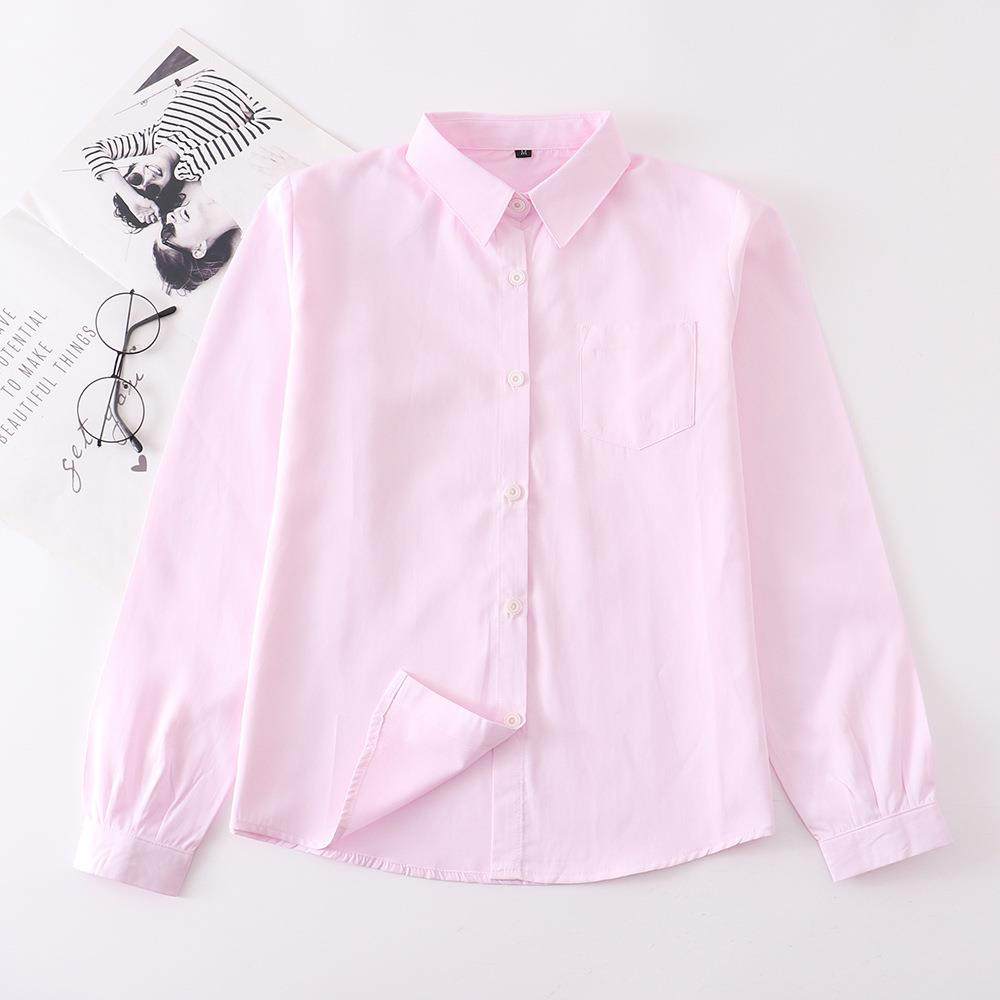 Uniform long-sleeved white black and pink shirt school