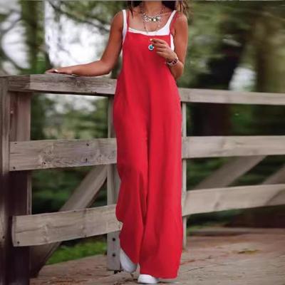 womens sleeveless plus size jumpsuit summer overalls cotton
