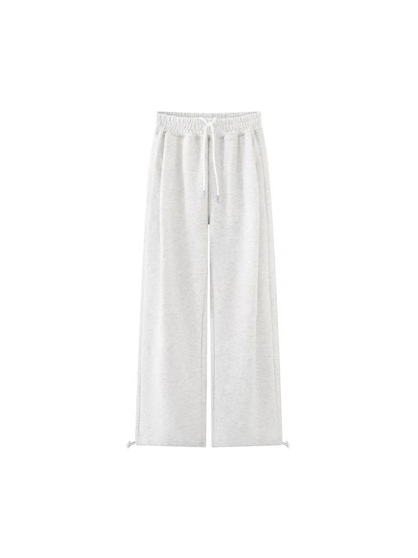 Gray and White Sports Wide-Leg Sweatpants for Women, New Autumn Style, Plus-Size High-Waisted Loose Straight-Leg Jogger Casual Pants