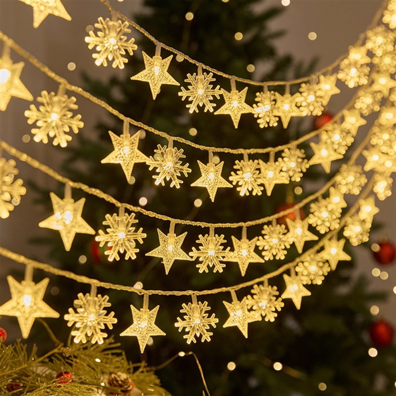 圣诞灯饰氛围布置圣诞树装饰户外led灯彩灯串灯星星灯挂饰装饰品