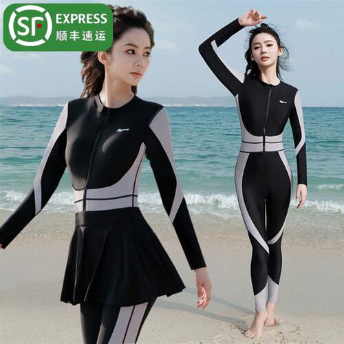 潜水服女大尺码连身长袖