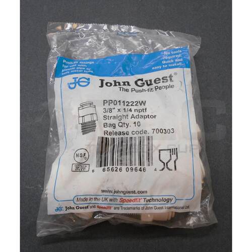 原装供应，10个装 JOHN GUEST PP011222W 接头 3/8