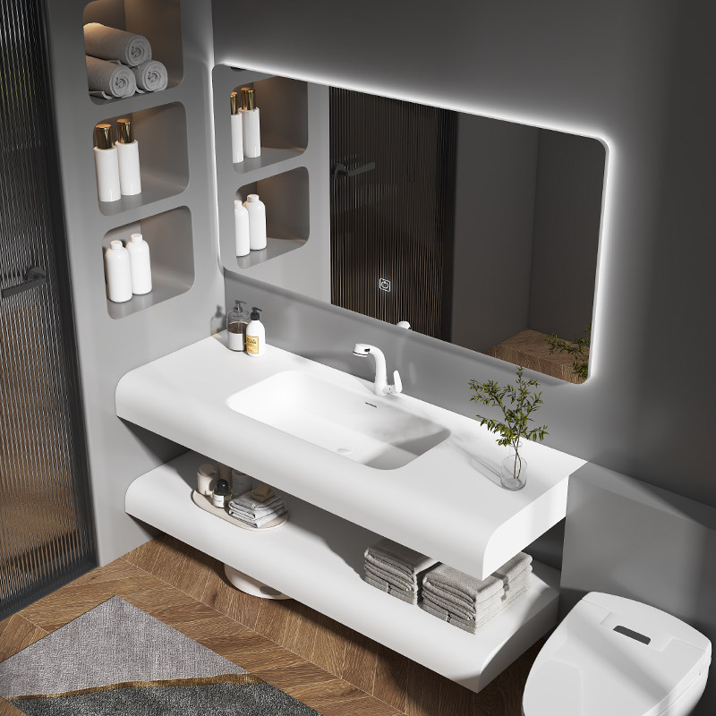 轻奢现代肤感一体盆酒店民宿浴室柜组合卫生间洗手台洗漱池一体盆,家装主材,浴室柜组合,淘宝优惠券,粉丝福利购,淘宝优惠卷