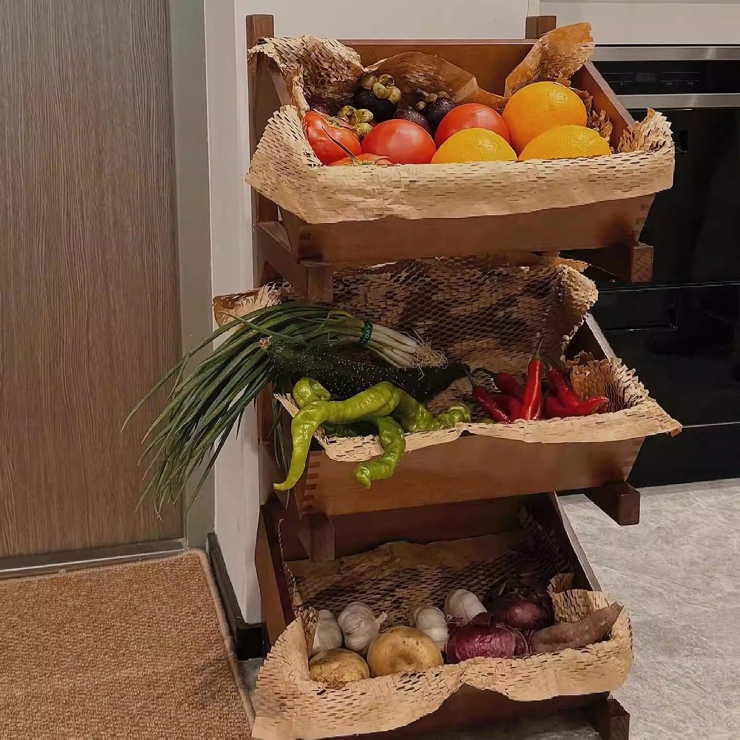 厨房水果蔬菜置物架多层大容量复古风储物架落地式果蔬整理收纳篮,厨房/烹饪用具,果蔬置物架/篮/框,淘宝优惠券,粉丝福利购,淘宝优惠卷