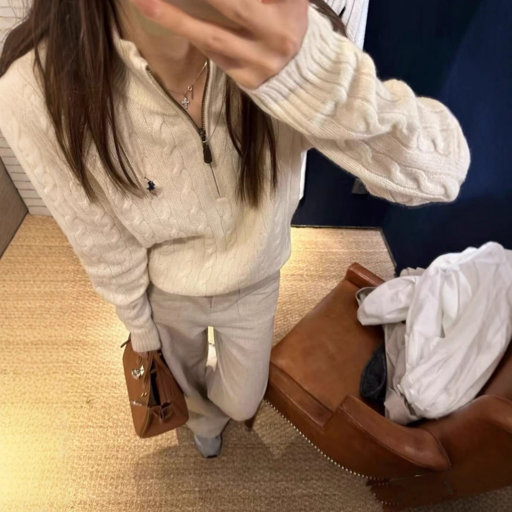 高版本RL拉夫半拉链绞花毛衣小马刺绣经典麻花半高领上衣男女同款