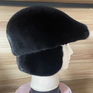 正宗美国进口水貂帽子男保暖帽中老年人棉帽皮草鸭舌帽貂皮帽整貂