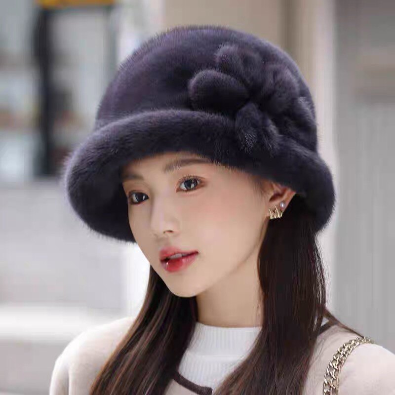 正宗美国进口护耳礼帽时尚秋冬皮草帽整貂裘皮保暖水貂毛帽子女新
