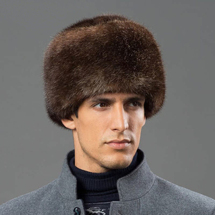 正宗进口天然野生海獭皮草帽男士整皮海龙帽子老头帽绅士总统棉帽