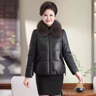 进口真皮羽绒服女短款新款冬季女款小个子加厚绵羊皮皮衣皮草外套