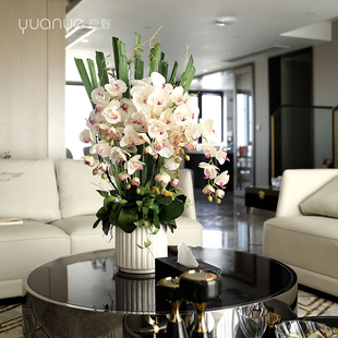 轻奢蝴蝶兰高档仿真花客厅落地酒店大堂盆景兰花假花摆设件装饰花