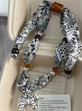 马上有钱腰果花丝巾项链女款秋冬百搭设计感丝巾