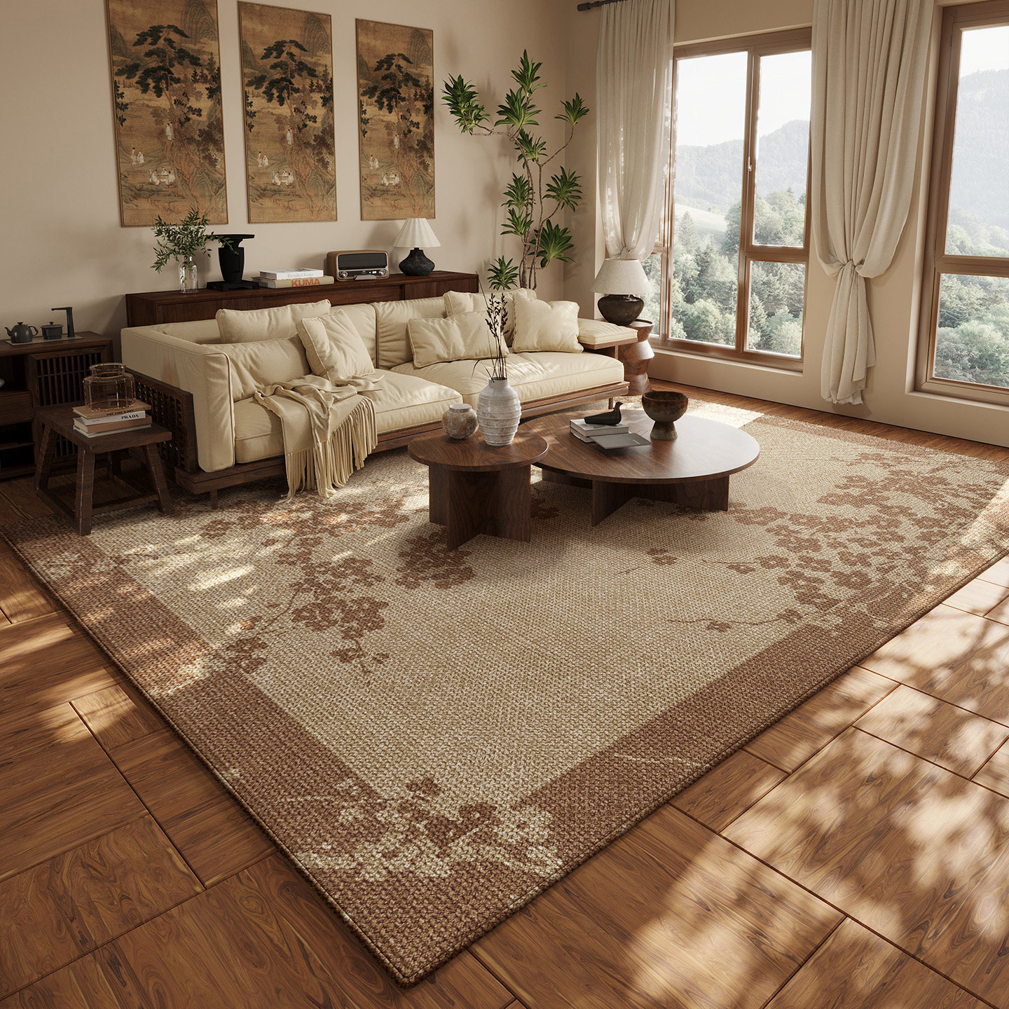 2026新款客厅地毯轻奢高级感免洗可擦脚垫新中式茶几沙发防滑地垫