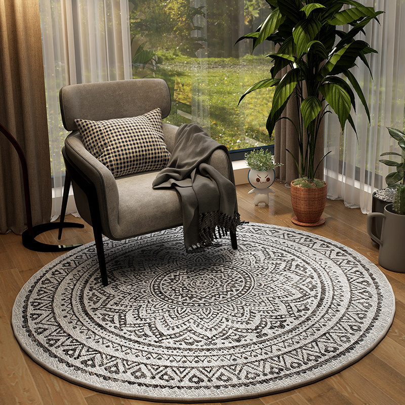 复古客厅圆形地毯书房垫衣橱梳妆台椅子垫子轻奢高级感卧室床边毯