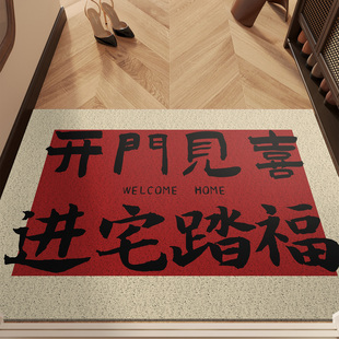 丝圈入户门地垫红色喜庆2025新款 进门门口脚垫门厅门垫玄关可裁剪