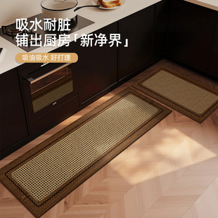 美式 复古厨房地垫高级感吸水吸油脚垫防油污免打理长条可定制地毯