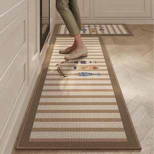 厨房专用地垫吸水吸油防污可擦免洗地毯耐脏防滑垫仿亚麻编织脚垫