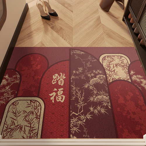 入户门地垫丝圈防滑入户门垫可裁剪脚垫红色喜庆进门门口蹭土地毯
