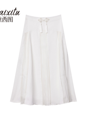 【仙女小洋洋专享】新款棉质国风高腰百褶半身裙-1011000T32Q0022