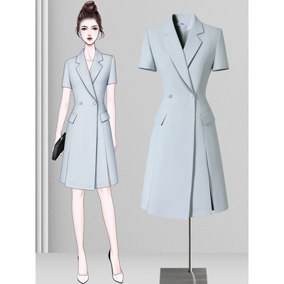 夏季西装裙连衣裙正式场合职业气质时尚播音主持人正装上班工作服