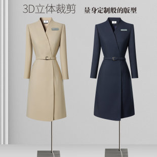 春秋职业连衣裙女高级感气质收腰职场通勤上班售楼部珠宝店工作服