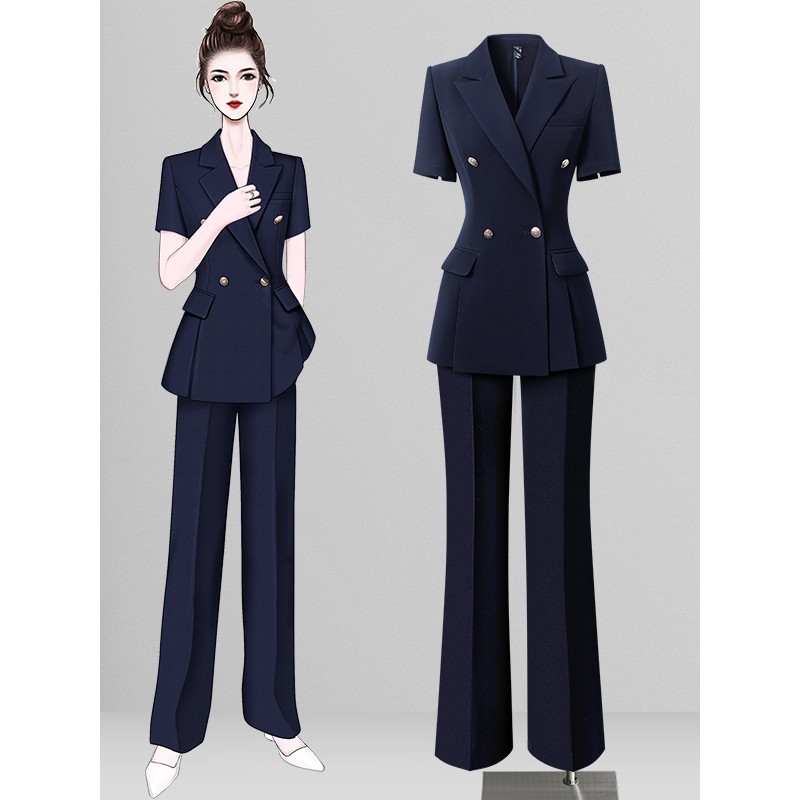 夏季西装套装女薄款2025新款气质收腰短袖西服职业正装经理工作服