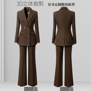 OL通勤上班工作服 女春秋高级感加厚毛呢西服职业经理正装 西装 套装