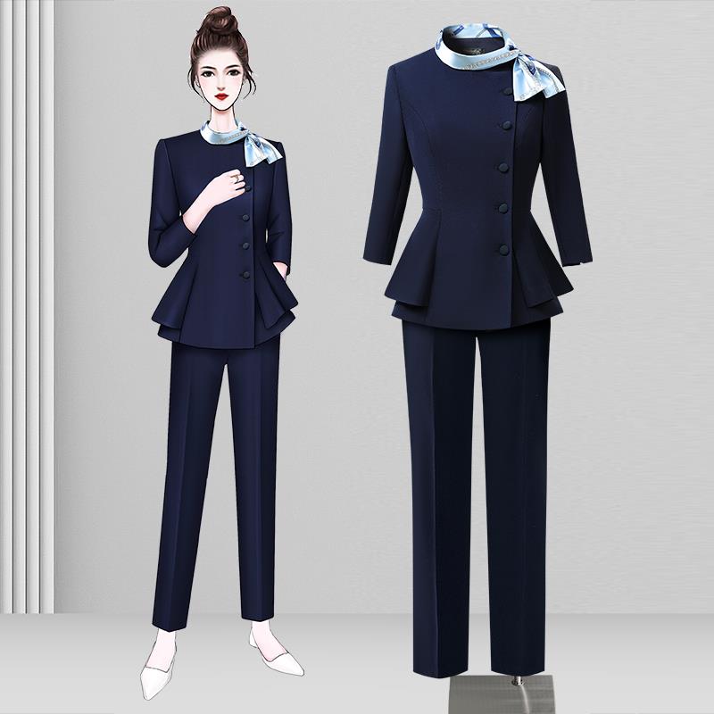 高端职业西装套装女春秋前台收银员工装美容师工作服女高端美容院