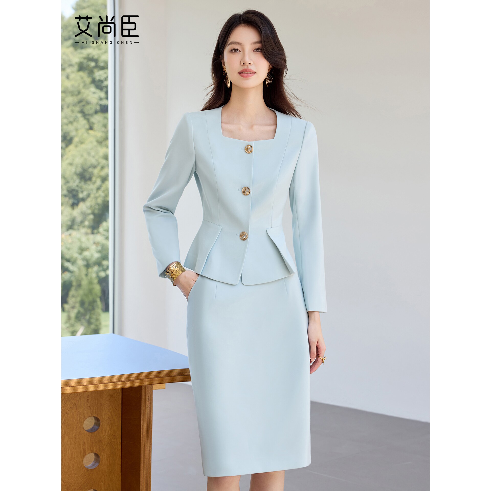 艾尚臣新款西装套装时尚气质职业装正式场合修身显瘦工作服两件套