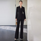 黑色西服工作服微喇裤 女气质女神范正装 两件套 套装 诗璐雅职业西装