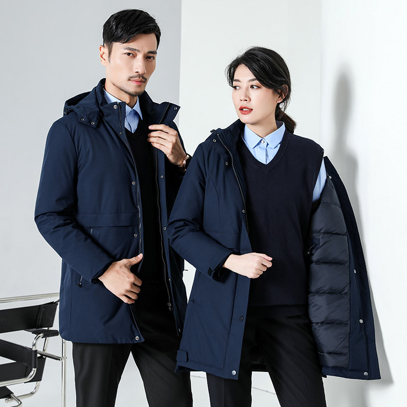 工装羽绒服女职业装冬季商务工作服男女同款短款银行企业单位