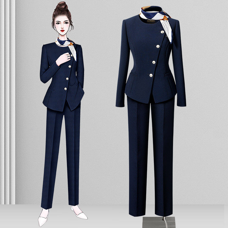 职业西装套装女春秋高级感空姐制服酒店前台接待工装美容院工作服