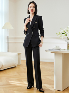 黑色西装外套女春秋新款干练气质时尚休闲高级感西服套装职业正装
