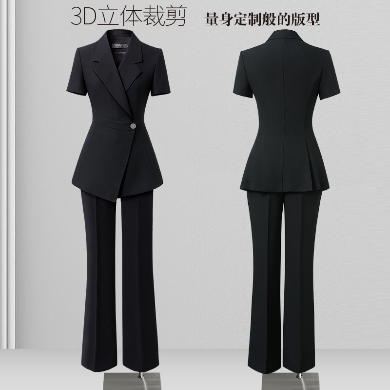 西装套装女夏装2024新款薄款高端职业气质上班正装黑色西服工作服