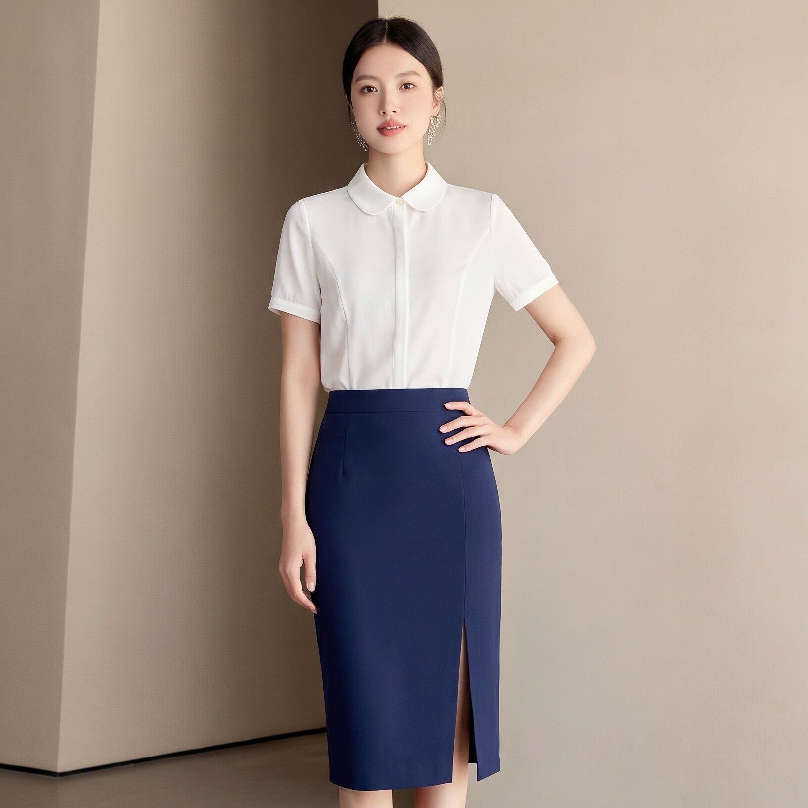 职业套装女夏季时尚前台工作服面试美容师正装衬衫职业装女装套裙