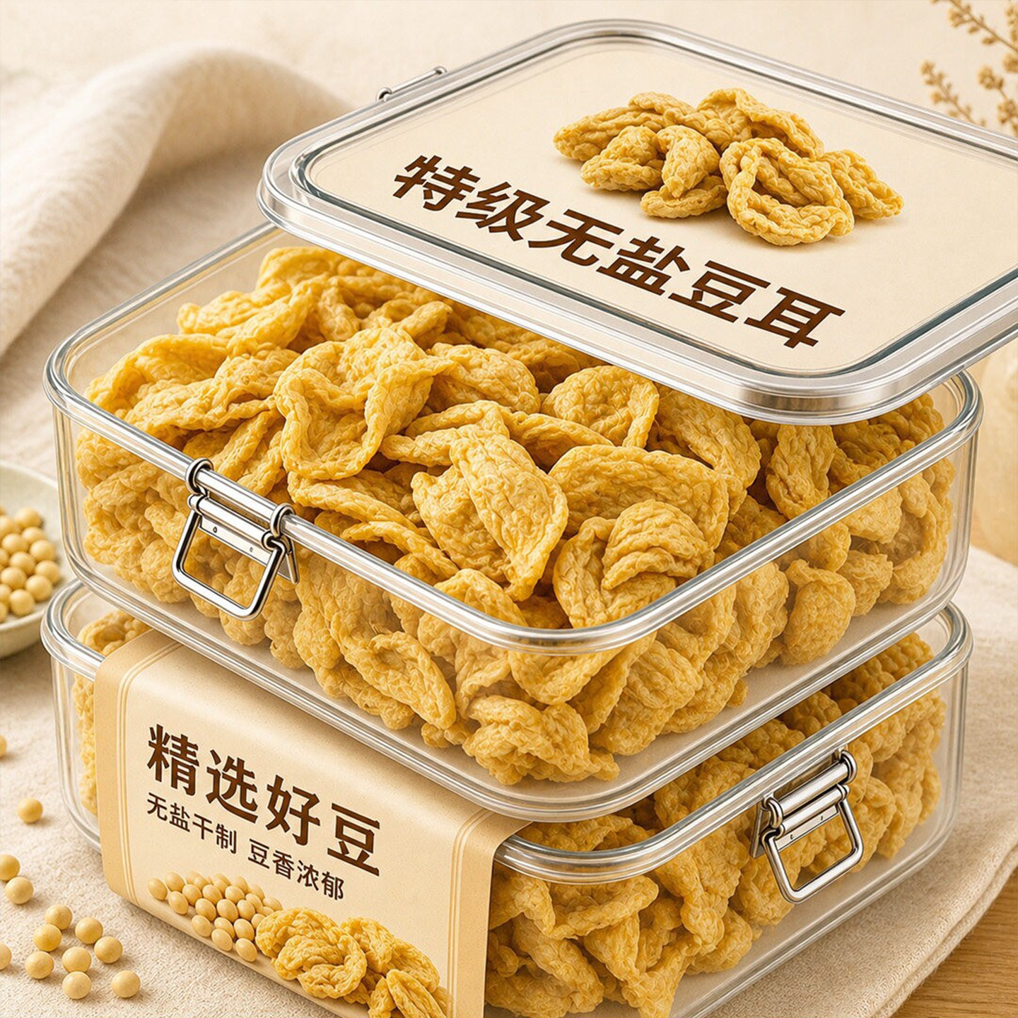 山东特产无盐干豆耳官方旗舰店无添加素肉非转基因干货无盐豆制品