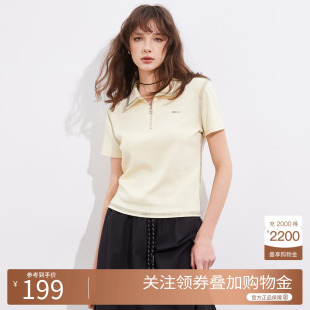 T恤女2025夏季 百家好学院风POLO领短袖 宽松休闲上衣 House Basic