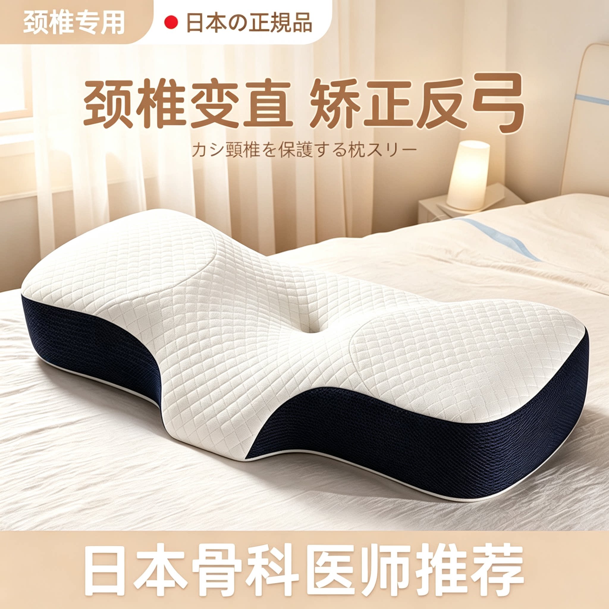 日本护颈椎枕头仰睡侧睡助睡眠富贵包睡觉专用曲度变直反弓护颈枕